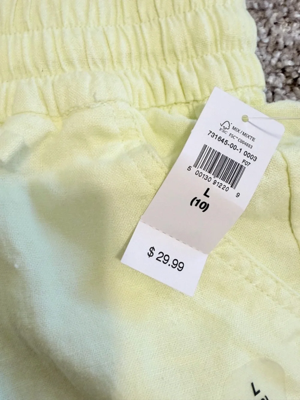 Gap Kids Linen Blend Shorts Size 10 Large Yellow Elastic Waist Lightweight NWT